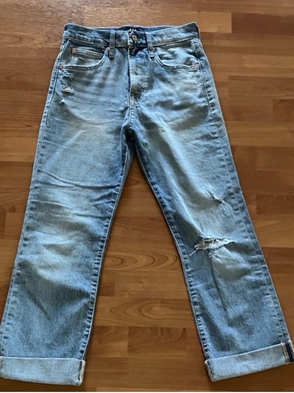 GAP Denim Women’s Distressed Ankle Flare Cuffed Jeans. Sz 24